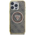 Case Guess IML Metal Glitter 4G Circle Triangle MagSafe for iPhone 16 Pro Max brown - imagine 3