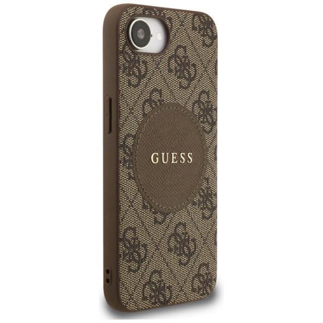 Case Guess 4G Circle Classic Logo MagSafe for iPhone 16e brown - imagine 4