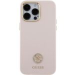 Guess GUHCP15XM4DGPP iPhone 15 Pro Max 6.7" pink hardcase Silicone Logo Strass 4G - imagine 3