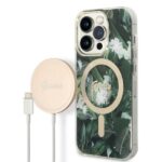 Guess Set GUBPP14LHJEACSA Case+Charger iPhone 14 Pro 6,1" green hard case Jungle MagSafe