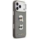 Karl Lagerfeld FW Grained Karl & Choupette Heads Pins & Logo Case for iPhone 17 Pro Max Gray - imagine 4