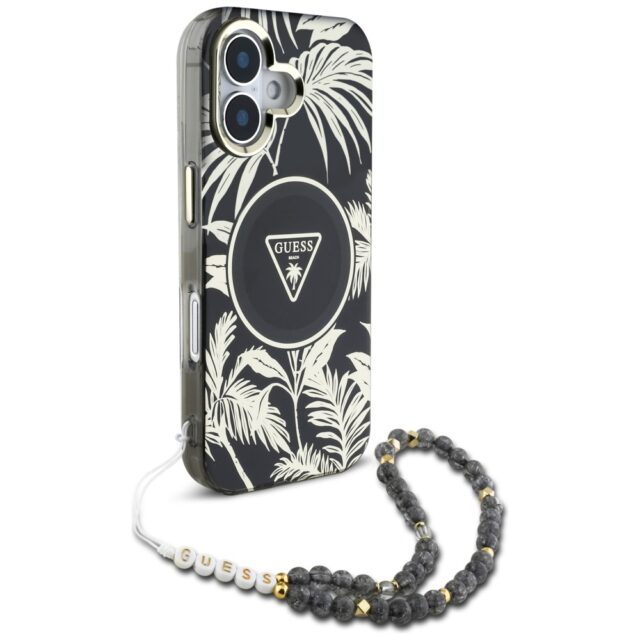 Case Guess Palm Trees Triangle Pearl Strap MagSafe for iPhone 16 black - imagine 3