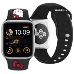 Hello Kitty Strap HKAWLSCHBLK Apple Watch 42/44/45/49mm Black Strap Silicone Kitty Head - imagine 4