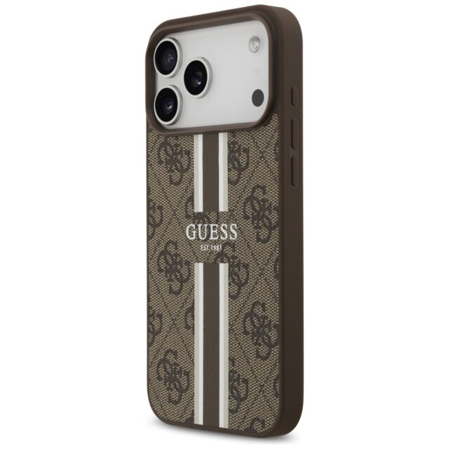 Case Guess 4G Printed Stripes MagSafe for iPhone 17 Pro Max brown - imagine 2