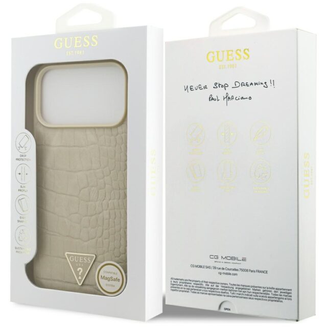 Guess Croco Triangle Logo MagSafe case for iPhone 17 Pro Max gold - imagine 8