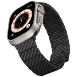 Band PITAKA Carbon Fiber Modern for Apple Watch 1/2/3/4/5/6/7/8/9/10/11/SE/SE 3/Ultra1/2/3 black - imagine 4