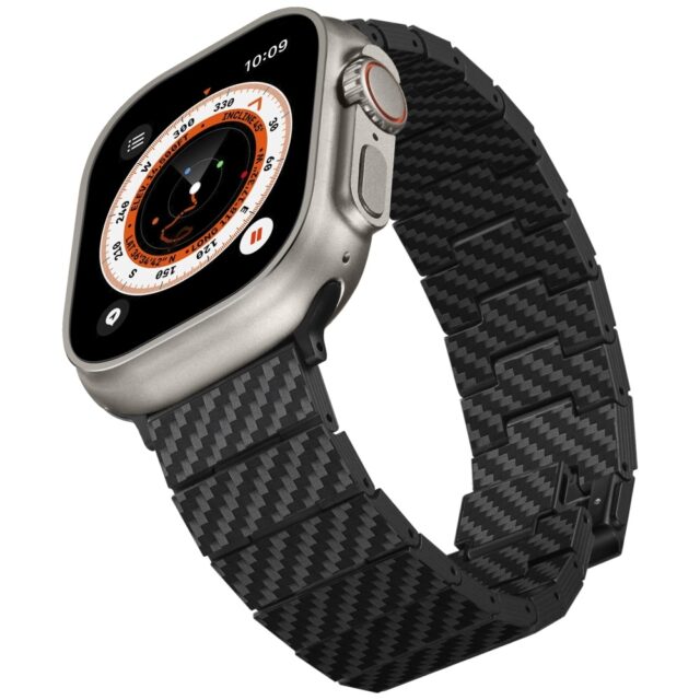 Band PITAKA Carbon Fiber Modern for Apple Watch 1/2/3/4/5/6/7/8/9/10/11/SE/SE 3/Ultra1/2/3 black - imagine 4