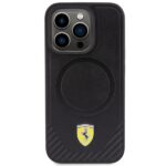 Ferrari FEHMP15LPTEK iPhone 15 Pro 6.1" black hardcase Carbon Metal Logo MagSafe - imagine 3