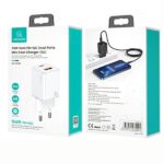 USAMS wall charger 1xUSB-C+1xUSB T43 33W PD3.0 + QC3.0 + U63 cable USB-C to Lightning white USKTZ - imagine 10