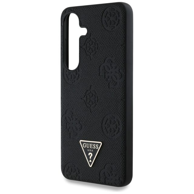 Case Guess Grained Hot Stamp Peony Pattern Triangle Logo MagSafe to Samsung Galaxy S25 black - imagine 6
