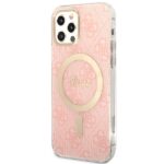 Guess Set GUBPP12MH4EACSP Case+ Charger iPhone 12/12 Pro pink hard case 4G Print MagSafe - imagine 2