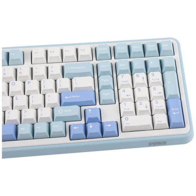Mechanical keyboard Epomaker TH99 Creamy Jade Switch white-blue - imagine 8