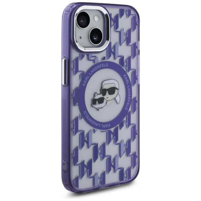Karl Lagerfeld KLHMP15SHMCKMHU iPhone 15 6.1"purple IML Monogram Karl&Choupette Head MagSa - imagine 4