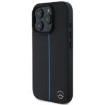 Mercedes MEHMP16X23RURBK iPhone 16 Pro Max 6.9" black hardcase MB Blue Line Leather MagSafe - imagine 2