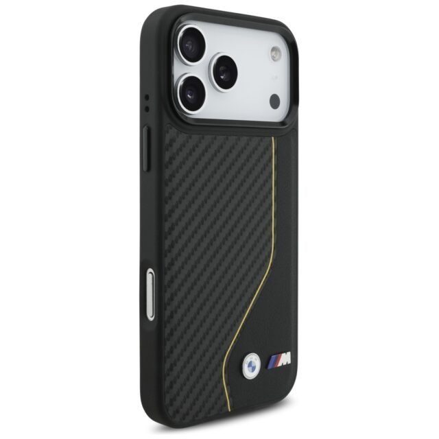 Case BMW M Carbon Line & Logo MagSafe for iPhone 17 Pro Max yellow - imagine 4