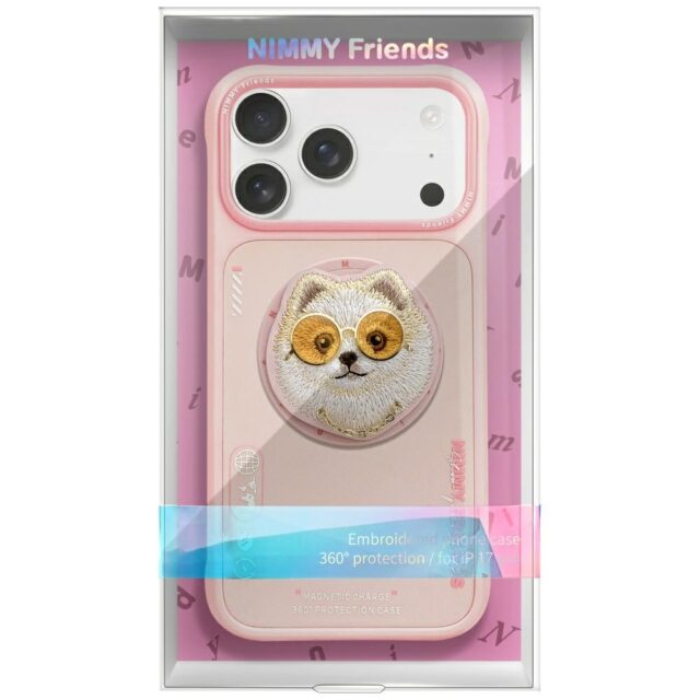 Case Nimmy Glasses Cool Dog MagSafe for  iPhone 17 Pro Max pink - imagine 2