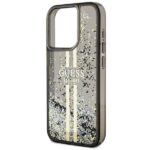 Guess GUHCP15XLFCSEGK iPhone 15 Pro Max 6.7" black hardcase Liquid Glitter Gold Stripes - imagine 6