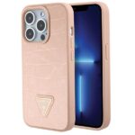 Guess GUHCP15XPCRTHCP iPhone 15 Pro Max pink hardcase Croco Triangle Metal Logo