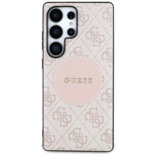 Case Guess 4G Round Patch Classic Logo MagSafe to Samsung Galaxy S25 Ultra pink - imagine 3