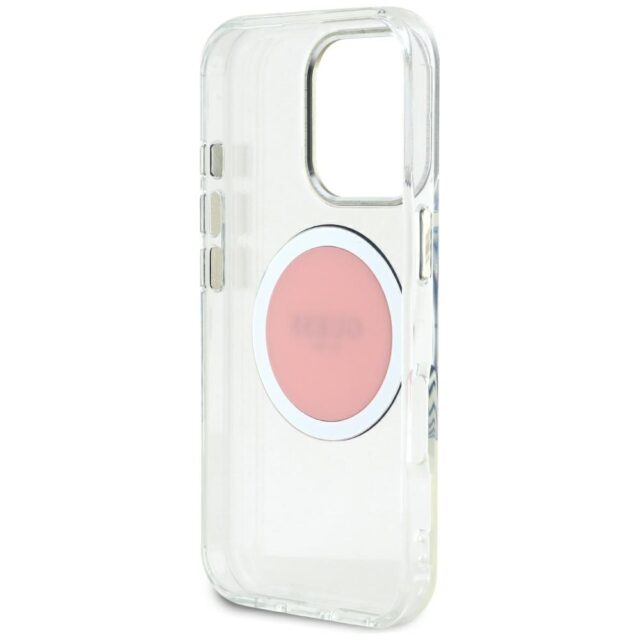 Case Guess IML Metal Colored Circle Classic Logo MagSafe for iPhone 16 Pro Max pink - imagine 7