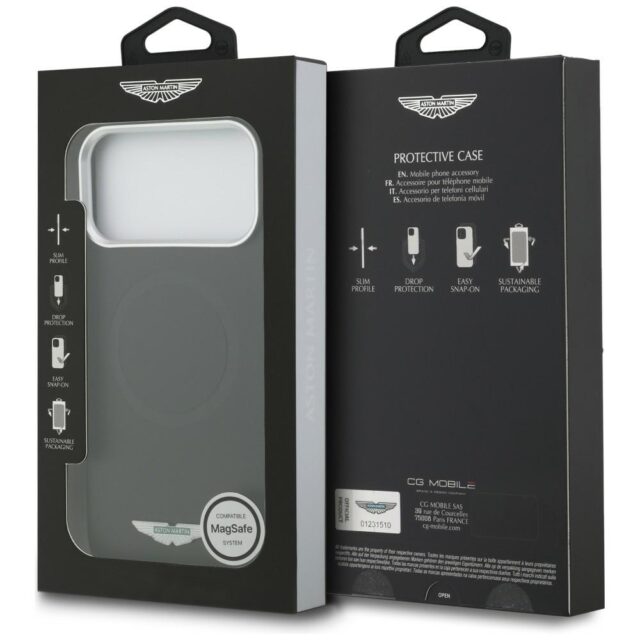 Case Aston Martin HC FW Logo MagSafe for  iPhone 17 Pro Max black - imagine 8