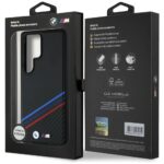 Case BMW Leather Tricolor Crossing Stripes MagSafe for Samsung Galaxy S25 Ultra black - imagine 8