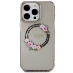 Guess GUHMP15XHFWFCK iPhone 15 Pro Max 6.7" black hardcase IML Flowers Wreatch MagSafe - imagine 3