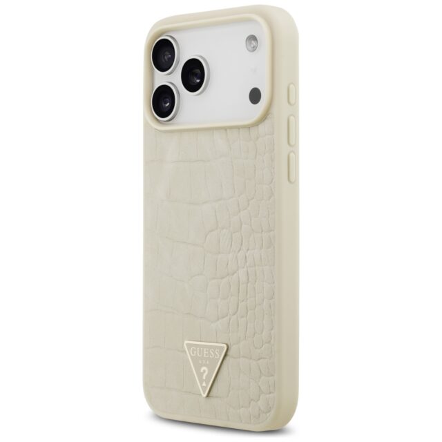 Guess Croco Triangle Logo MagSafe case for iPhone 17 Pro Max gold - imagine 2