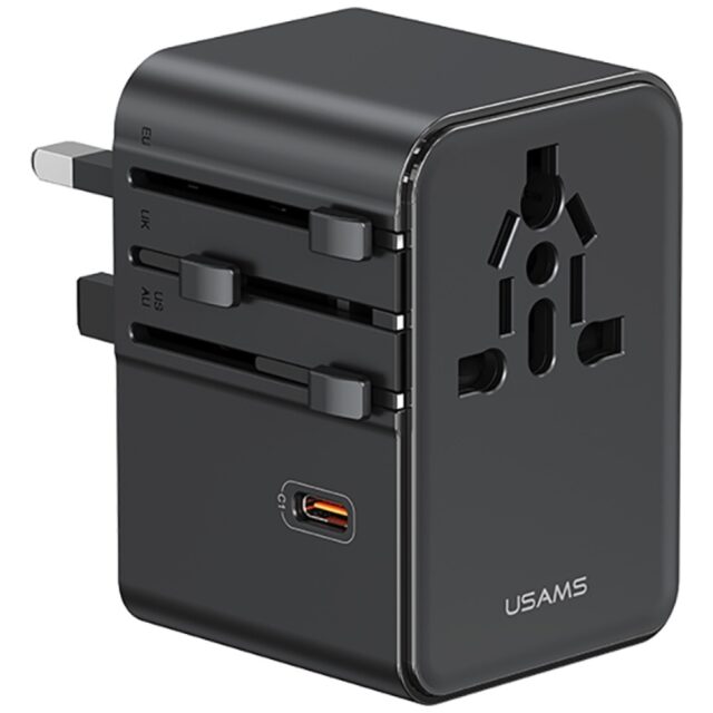 Travel Charger Adapter  USAMS CC310 3xUSB-C 70W 4in1 US/AU/EU/UK black - imagine 2