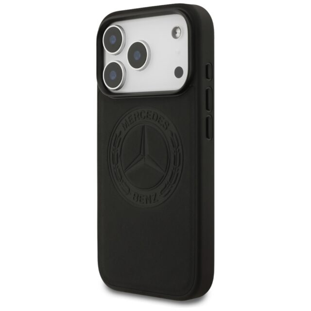 Mercedes Leather Vintage Logo MagSafe Case for iPhone 17 Pro Black - imagine 2