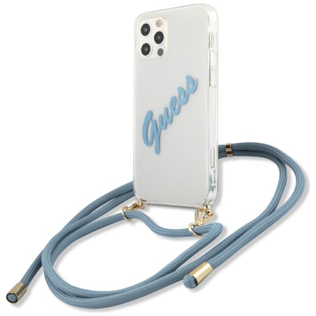 Guess GUHCP12LCRTVSBL iPhone 12 Pro Max 6,7" blue hardcase Script Vintage - imagine 2