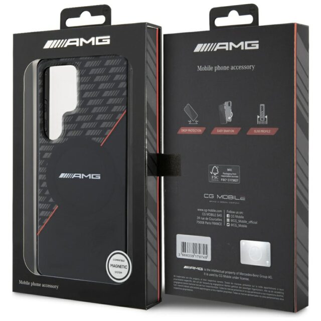Case AMG Double Layer Rhombs MagSafe for Samsung Galaxy S25 Ultra black/red - imagine 8