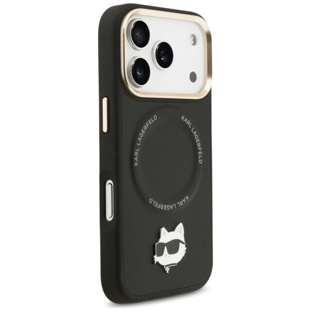 Karl Lagerfeld Big Strap Choupette Metal Logo MagSafe Case for iPhone 17 Pro Black - imagine 4