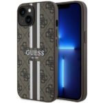 Guess GUHMP14MP4RPSW iPhone 14 Plus / 15 Plus 6.7"brown hardcase 4G Printed Stripes MagSafe