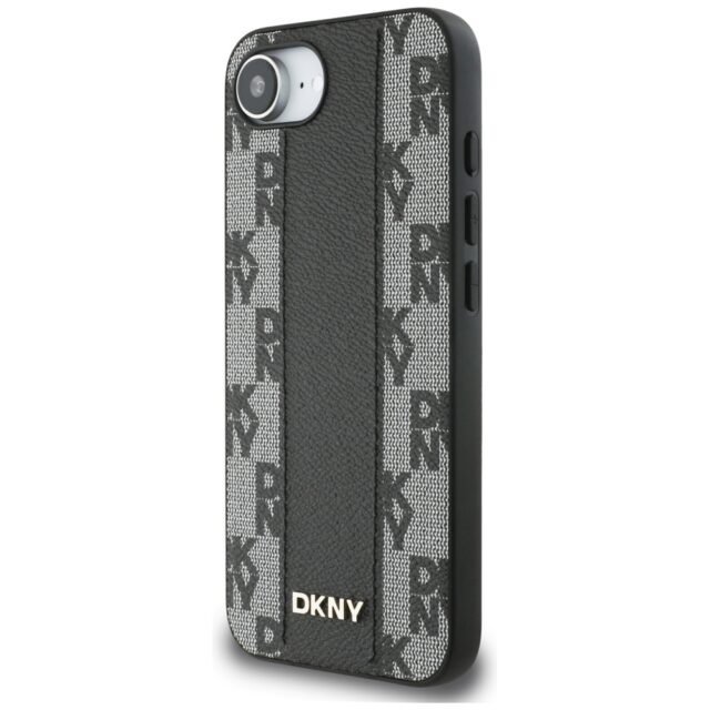 Case DKNY Leather Checkered Mono Pattern MagSafe for iPhone 16e black - imagine 2