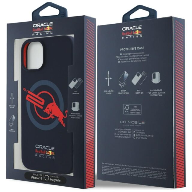 Case Red Bull HC Silicone ORBR20 Logo Red Lining for iPhone 15 MagSafe navy blue - imagine 8