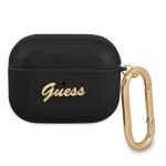 Guess GUAPSASMK AirPods Pro cover black Saffiano Script Metal Collection