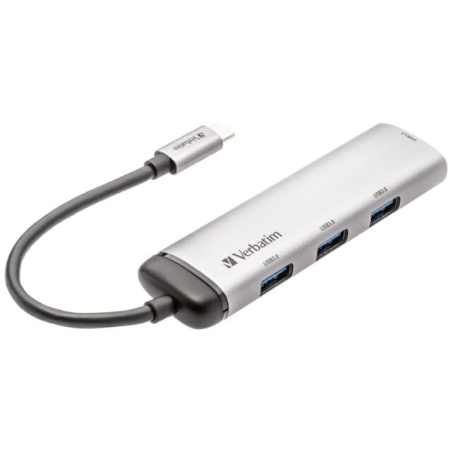 Verbatim USB-C Hub Adapter - 4xUSB-A 3.2 aluminum 49147 - imagine 2
