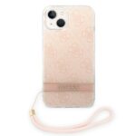 Guess GUOHCP14SH4STP iPhone 14 / 15 / 13 6.1" pink hardcase 4G Print Strap - imagine 2