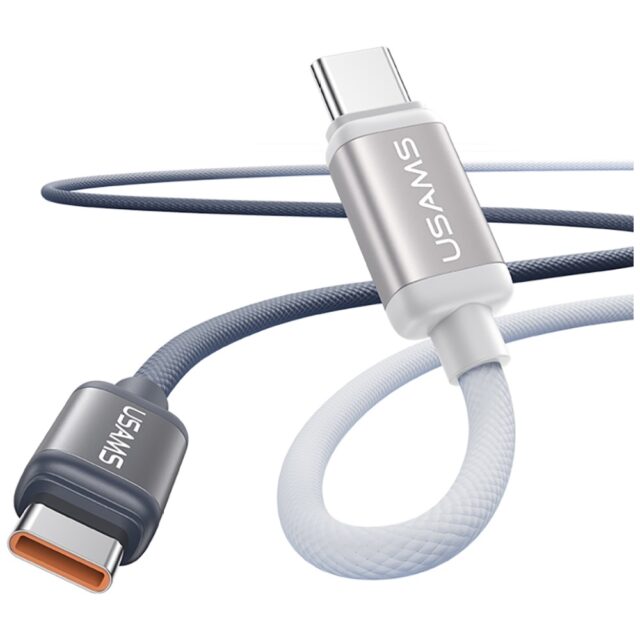 Cable USAMS Bicolor Series SJ756 PD 60W  USB-C/USB-C 1.2m black and white - imagine 2