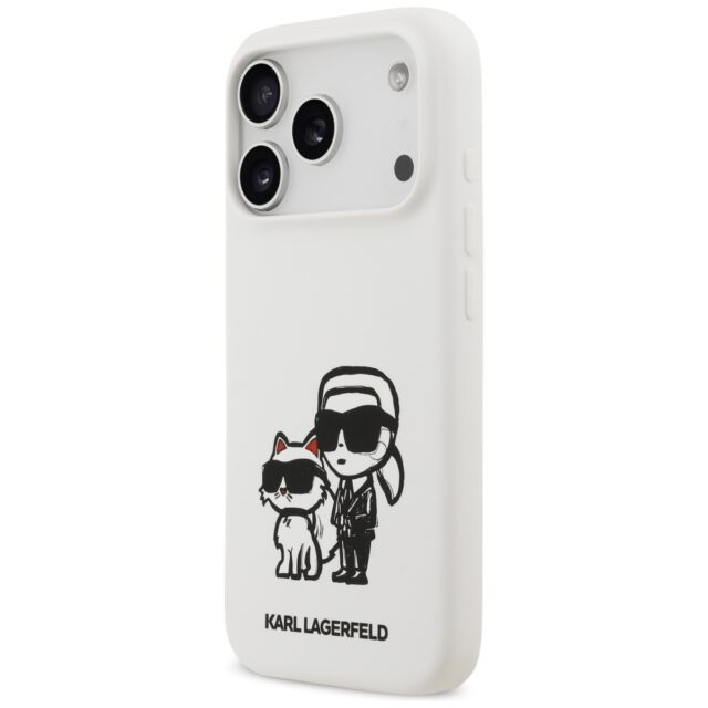 Case Karl Lagerfeld Silicone K&C Sketch  & Logo MagSafe for iPhone 17 Pro white - imagine 2