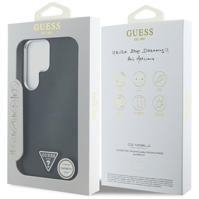 Case Guess Grained Triangle Logo MagSafe for Samsung Galaxy S25 Ultra black - imagine 8