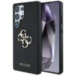 Case Guess Grained Big 4G Logo Small Classic Logo to Samsung Galaxy S25 Ultra black