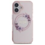 Guess GUHMP16SHFWFCP iPhone 16 6.1" pink hardcase IML Flowers Wreath MagSafe - imagine 3