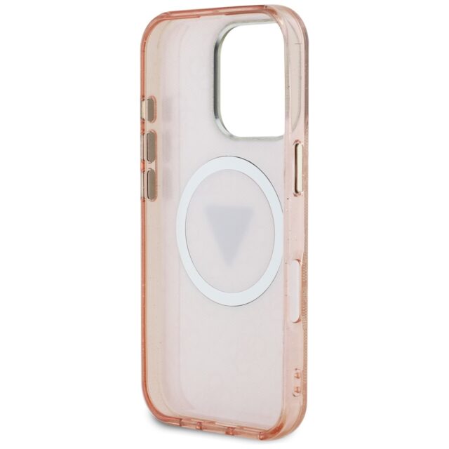 Case Guess IML Metal Glitter 4G Circle Triangle MagSafe for iPhone 16 Pro Max pink - imagine 7