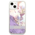 Guess GUHCP13MLFLSU iPhone 13 / 14 / 15 6,1" purple hardcase Flower Liquid Glitter - imagine 3