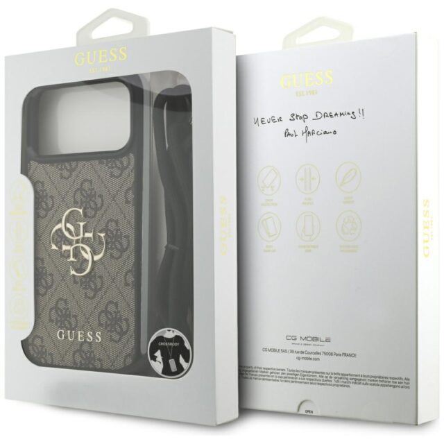 Case Guess 4G Big Logo Cord Stap         Crossbody for iPhone 17 Pro Max brown - imagine 7