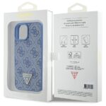 Guess GUHCP15SP4TDPB iPhone 15 / 14 / 13 6.1" blue hardcase Leather 4G Triangle Strass - imagine 8