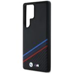 Case BMW Leather Tricolor Crossing Stripes MagSafe for Samsung Galaxy S25 Ultra black - imagine 6