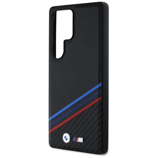 Case BMW Leather Tricolor Crossing Stripes MagSafe for Samsung Galaxy S25 Ultra black - imagine 6
